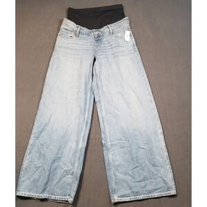 Gap Maternity Jeans Women 28/6 Light Denim Full Panel Wide Leg Baggy 732215-03
